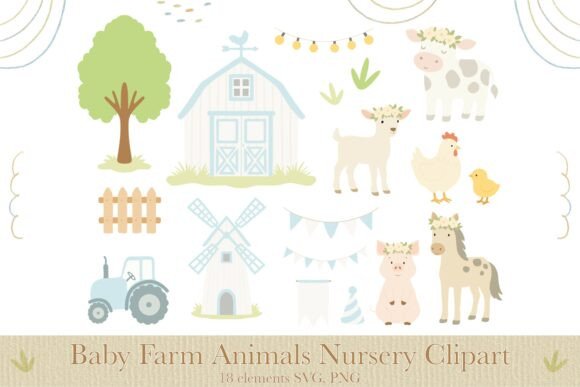 Download Cute Farm Animals Nursery Clipart SVG - Art Collection