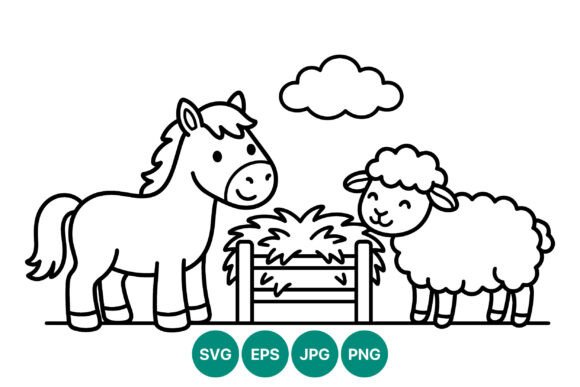 Download Black White Horse Sheep Line Art - Art Collection