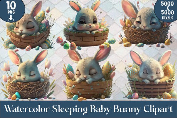 Download Watercolor Sleeping Baby Bunny Clipart - Art Collection