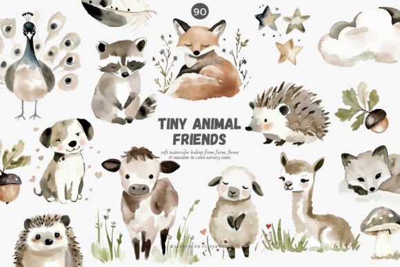 Download Watercolor Baby Animals Clipart Set - Art Collection