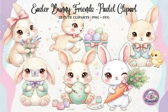 Download Easter Bunny Friends – Pastel Clipart - Art Collection