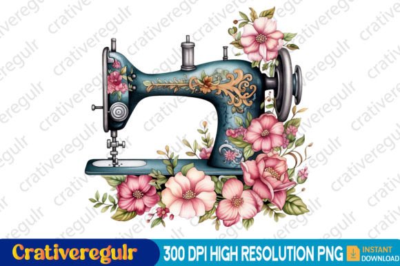 Download Floral Sewing Machines Clipart - Art Collection