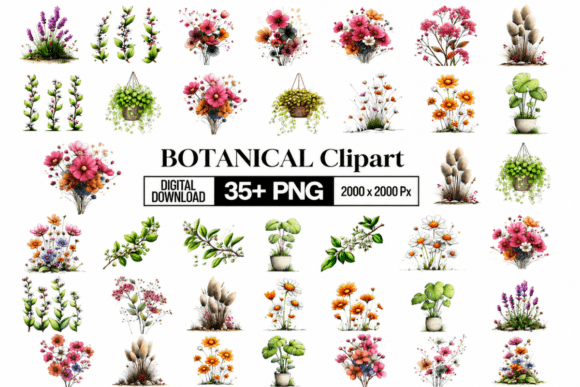 Download Whimsical Botanical Clipart - Art Collection