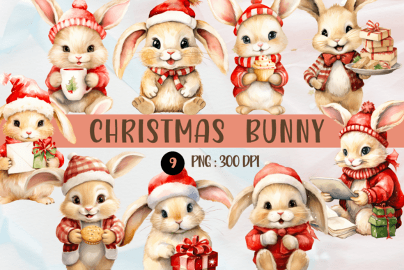 Download Watercolor Christmas Bunny PNG Cliparts - Art Collection