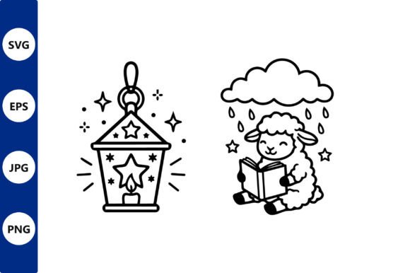 Download Lantern and Sheep Line Art - Art Collection
