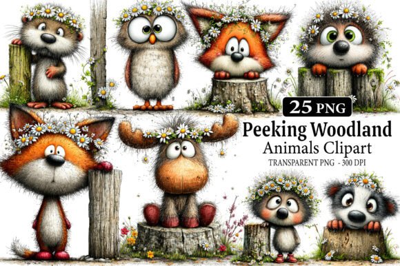 Download Peeking Woodland Animals PNG Clipart - Art Collection